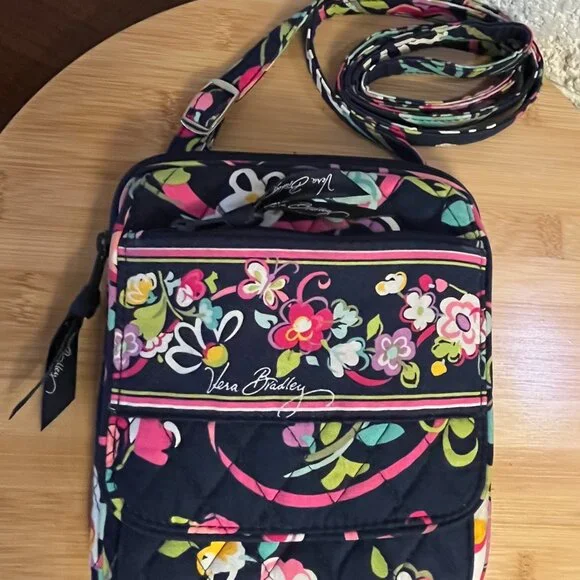 Vera Bradley Navy Blue and Pink Floral Mini Hipster Bag - Picture 2 of 10